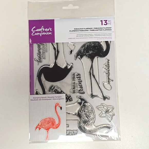 Brand New Crafter's Companion Flamingo Stamp and Die Set. Set of 3. - Picture 3 of 5